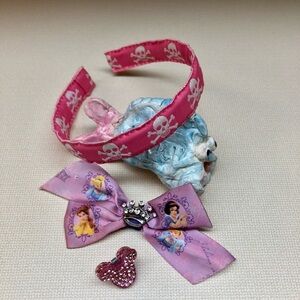 2/$10 Pink pirate headband KID SIZE *or* Disney princess hair bow & mickey clip